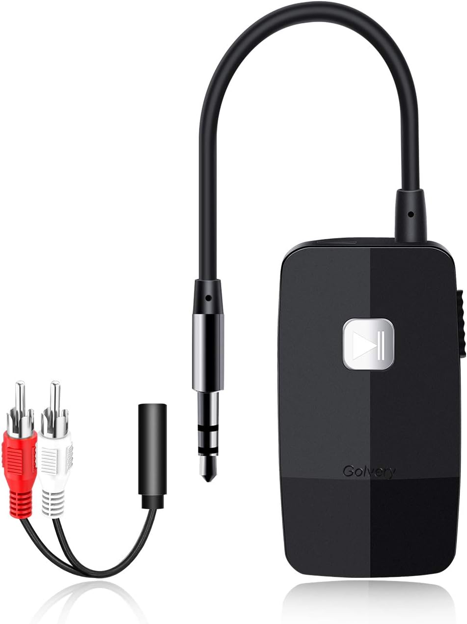 Golvery Upgraded Bluetooth 5.4 Receiver for Speaker, Wireless Audio Adapter for Home Audio Car Stereo with 3.5mm RCA Jack, 20 Hours Playtime, Dual Connection to 2 Phones, Easy Cont thumbnail 1