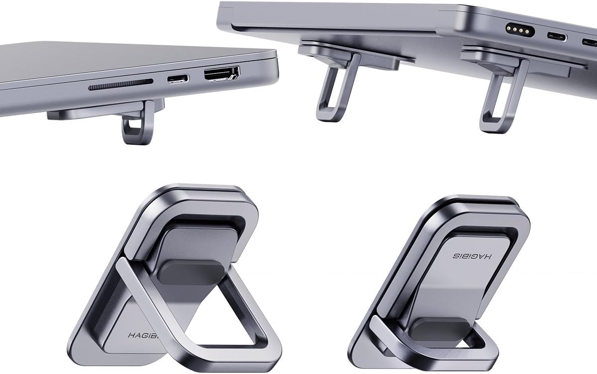 Hagibis Laptop Stand Adjustable Height for Desk, Portable Invisible Laptop Riser, Ergonomic Mount Keyboard Kickstands Aluminum Cooling Pad for MacBook Pro Air, Tablet Laptop (Grey) thumbnail 1