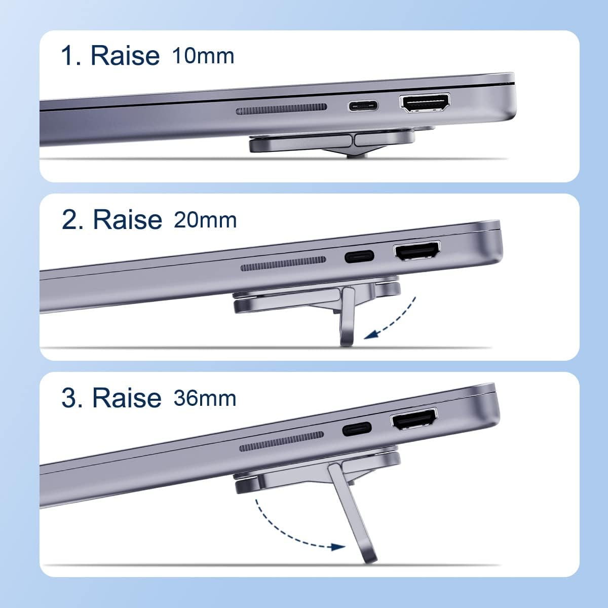 Hagibis Laptop Stand Adjustable Height for Desk, Portable Invisible Laptop Riser, Ergonomic Mount Keyboard Kickstands Aluminum Cooling Pad for MacBook Pro Air, Tablet Laptop (Grey) thumbnail 2