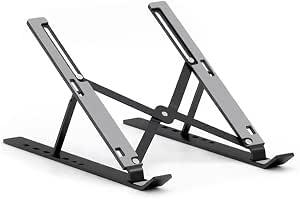 Laptop Stand for Desk, Height Adjustable Laptop Riser with Full Silicone Non-Slip Surface Portable Foldable Computer Stand for 10-16 Inch Ergonomic Notebook Cooling Holder Laptops 