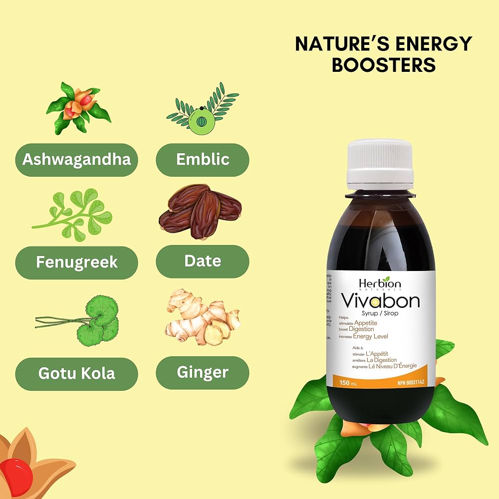 Herbion Naturals Vivabon Digestive & Nutritive Tonic, Boost Digestion, Increase Energy Level, Enhances Memory, Relieve Debility, Stimulate Appetite for Adults, Lychee Flavour, syrup 150 mL thumbnail 4