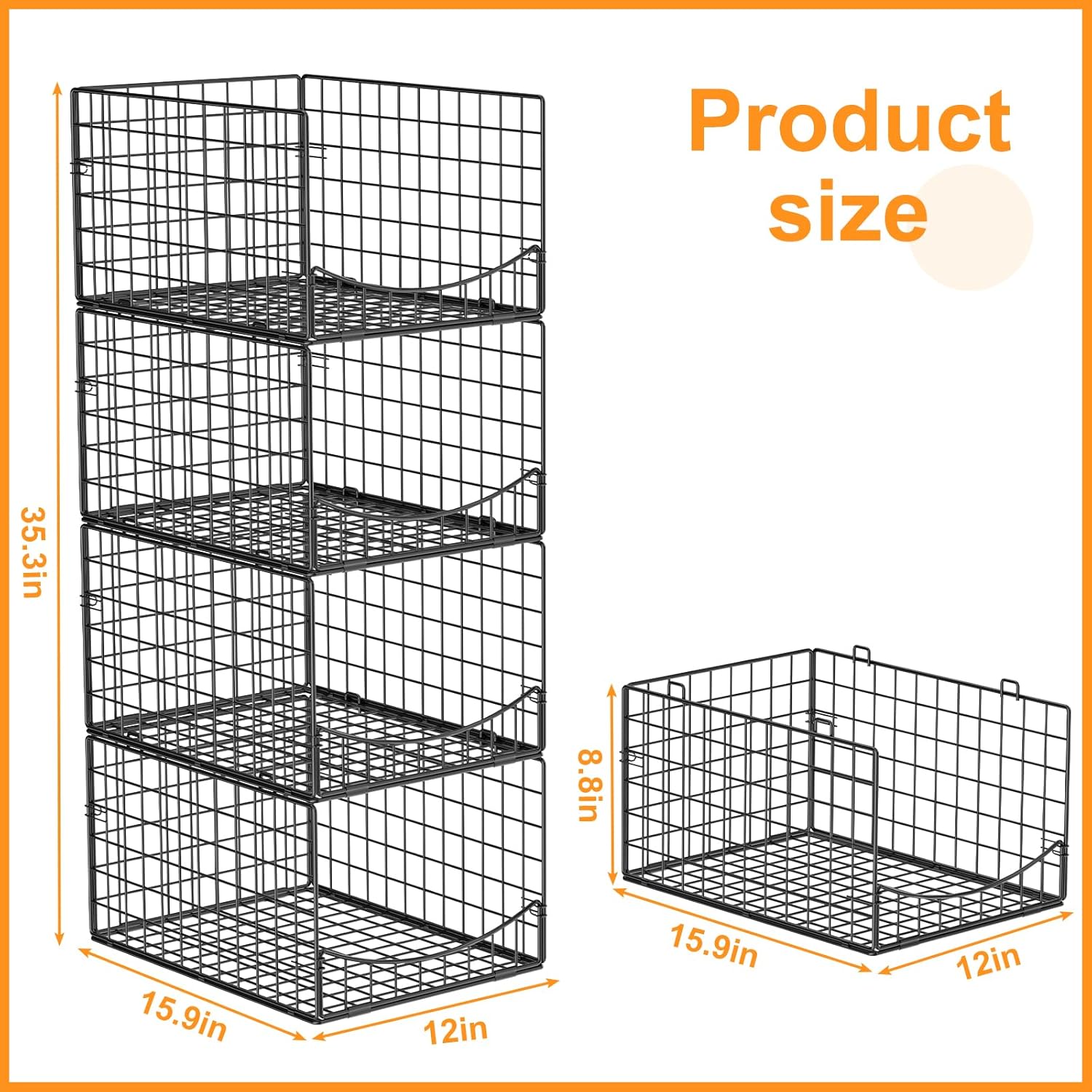 Organisateur de placard empilable Hongtamoya, 4 niveaux