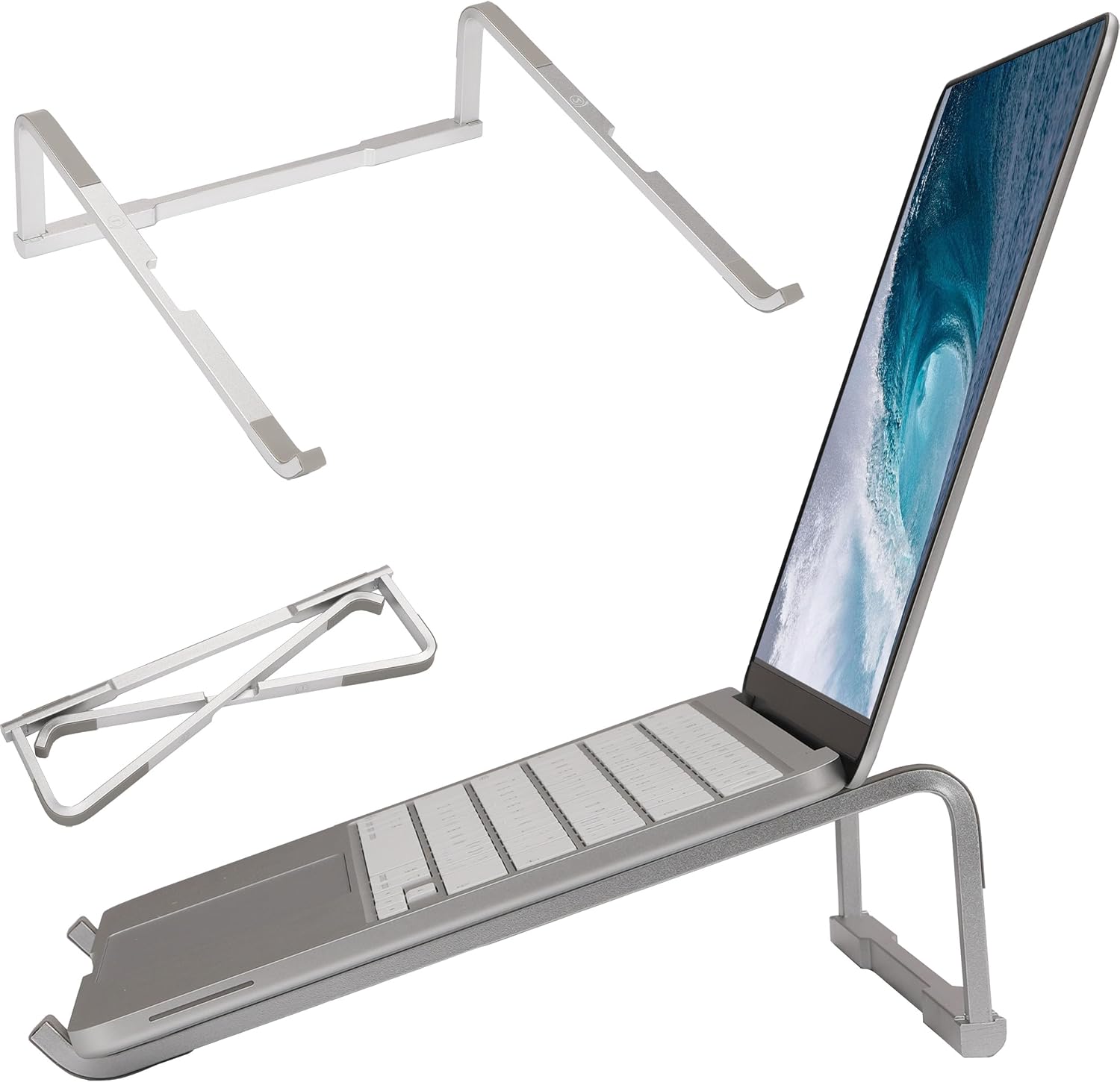 Aluminum Laptop Stand for Desk, Ergonomic Portable Computer Riser, Ventilated Cooling Laptop Lift Compatible with MacBook Air Pro, Dell, HP, Chromebook 11-16 Inch Notebook, Work fr thumbnail 1