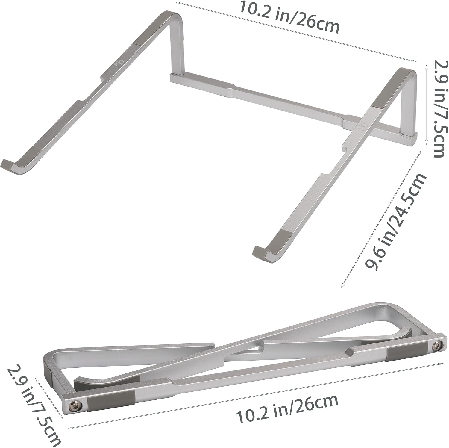 Aluminum Laptop Stand for Desk, Ergonomic Portable Computer Riser, Ventilated Cooling Laptop Lift Compatible with MacBook Air Pro, Dell, HP, Chromebook 11-16 Inch Notebook, Work fr thumbnail 2