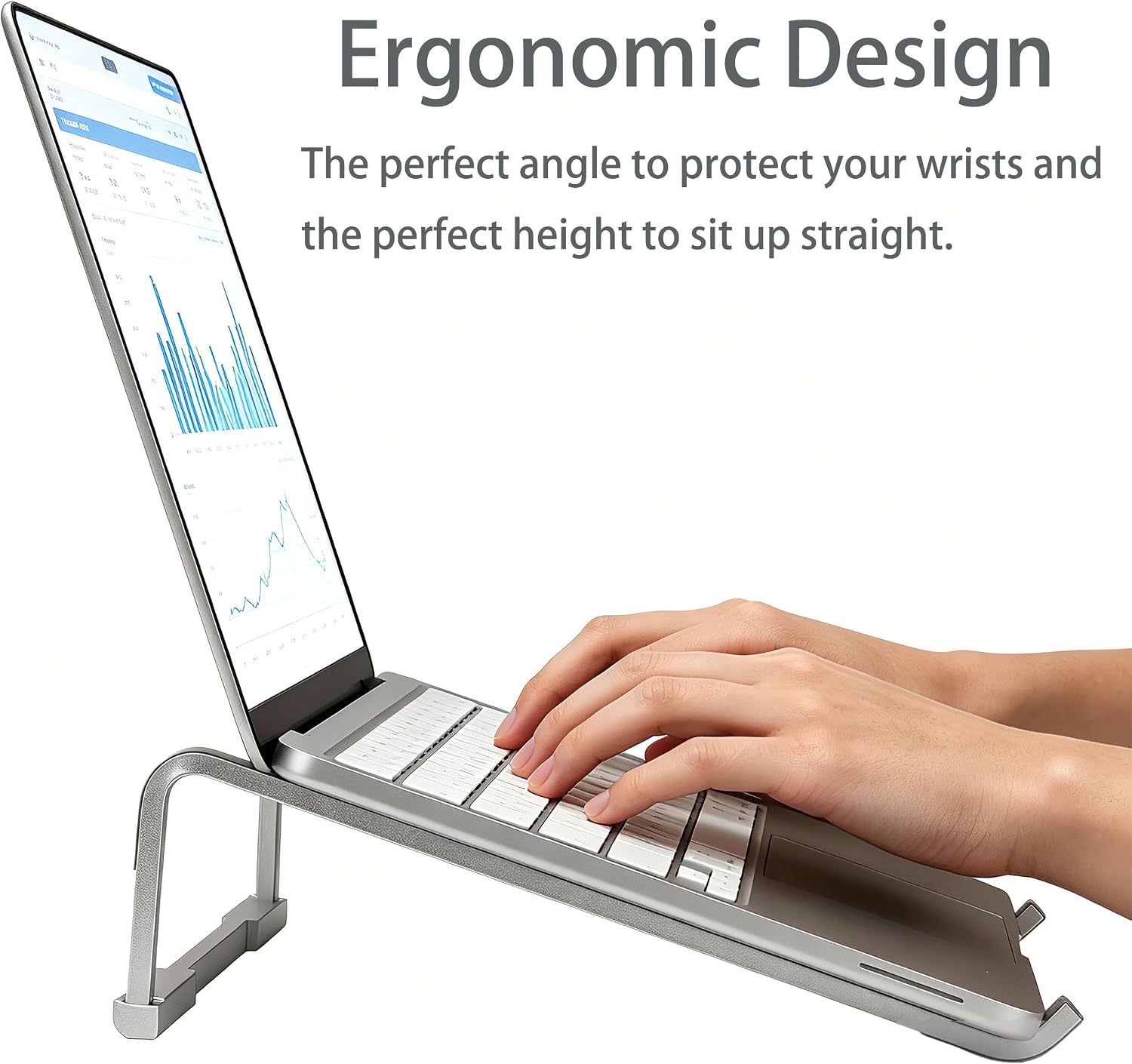 Aluminum Laptop Stand for Desk, Ergonomic Portable Computer Riser, Ventilated Cooling Laptop Lift Compatible with MacBook Air Pro, Dell, HP, Chromebook 11-16 Inch Notebook, Work fr thumbnail 3