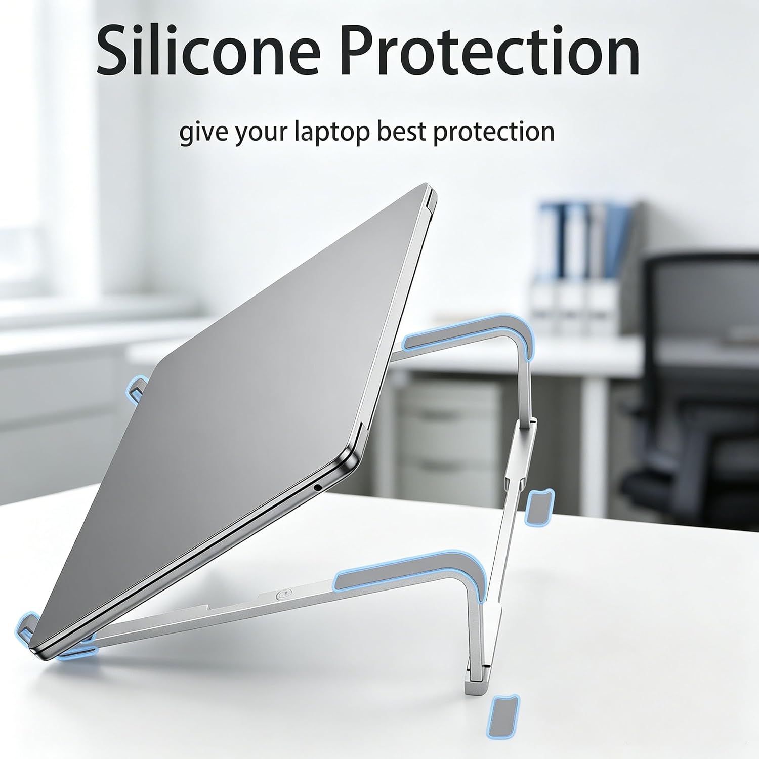 Aluminum Laptop Stand for Desk, Ergonomic Portable Computer Riser, Ventilated Cooling Laptop Lift Compatible with MacBook Air Pro, Dell, HP, Chromebook 11-16 Inch Notebook, Work fr thumbnail 5