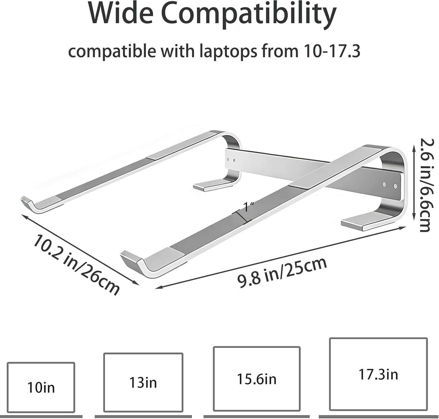 Ergonomic Aluminum Laptop Stand for Desk, Ventilated Computer Riser for Cooling, Compatible with MacBook Pro Air, Dell, HP, 10-17 Inch Notebooks for Work from Home and Office thumbnail 2