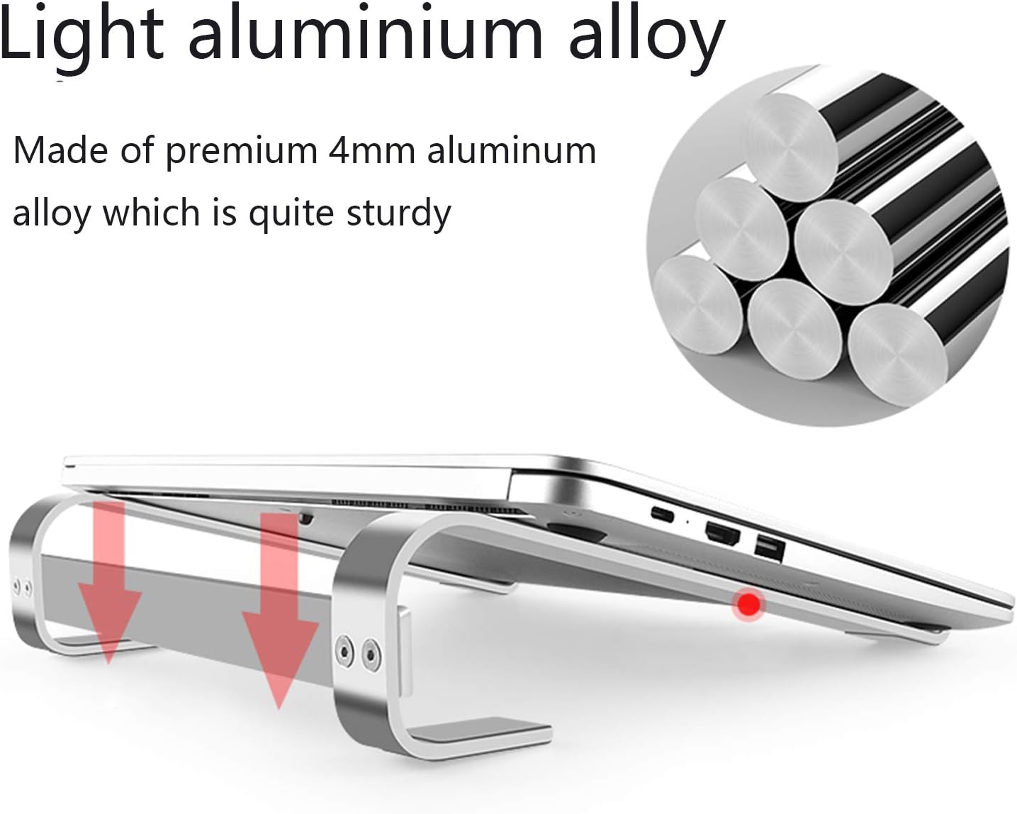 Ergonomic Aluminum Laptop Stand for Desk, Ventilated Computer Riser for Cooling, Compatible with MacBook Pro Air, Dell, HP, 10-17 Inch Notebooks for Work from Home and Office thumbnail 4