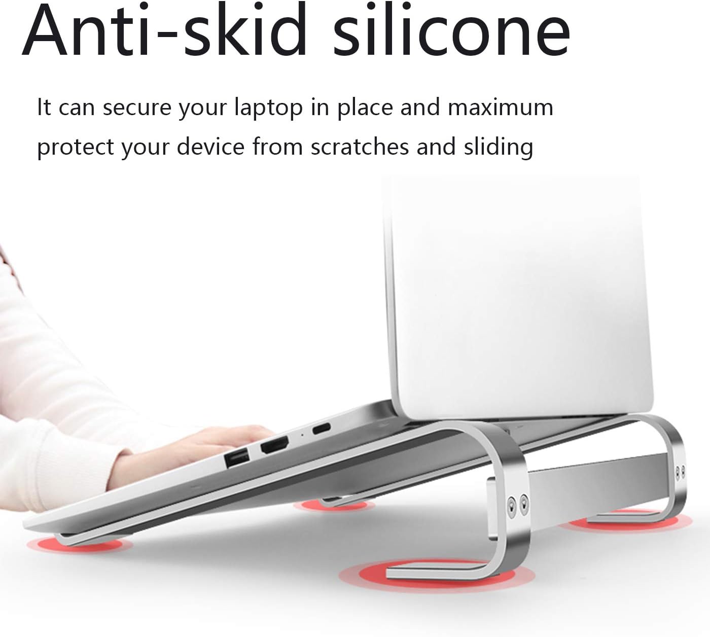 Ergonomic Aluminum Laptop Stand for Desk, Ventilated Computer Riser for Cooling, Compatible with MacBook Pro Air, Dell, HP, 10-17 Inch Notebooks for Work from Home and Office thumbnail 5