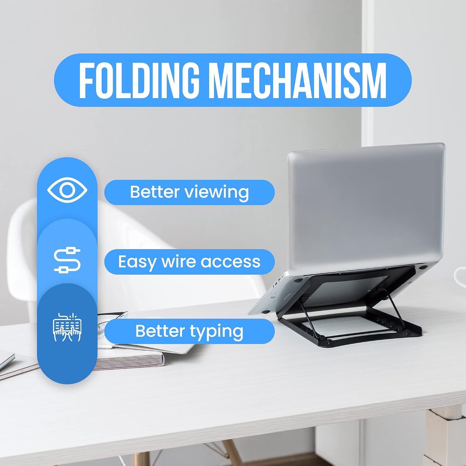 10" - 15" Laptop Portable Stand - Folding Collapsible Laptop Stand Raiser Travel Adjustible Foldable Notebook Stand Compatible with Lenovo-MacBook Air-Pro-Dell-HP for 10 11 12 13 1 thumbnail 4