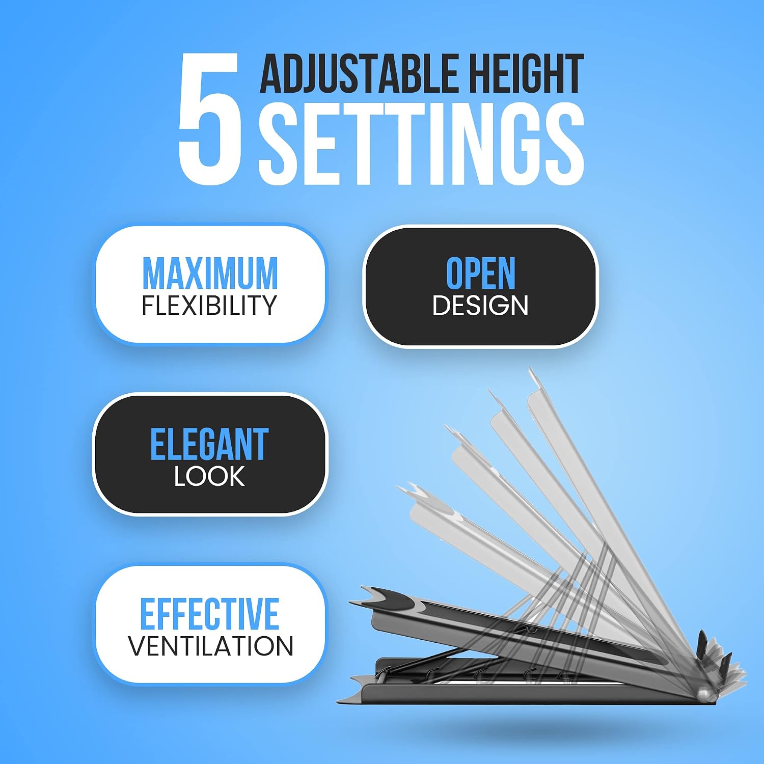 10" - 15" Laptop Portable Stand - Folding Collapsible Laptop Stand Raiser Travel Adjustible Foldable Notebook Stand Compatible with Lenovo-MacBook Air-Pro-Dell-HP for 10 11 12 13 1 thumbnail 5