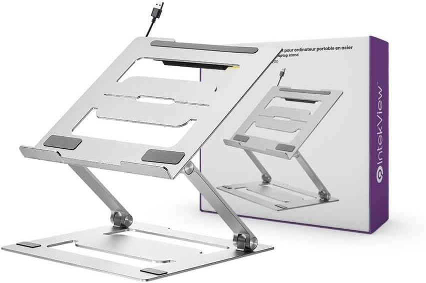 Steel Laptop Holder with USB Ports - Ergonomic, Adjustable and Foldable thumbnail 3