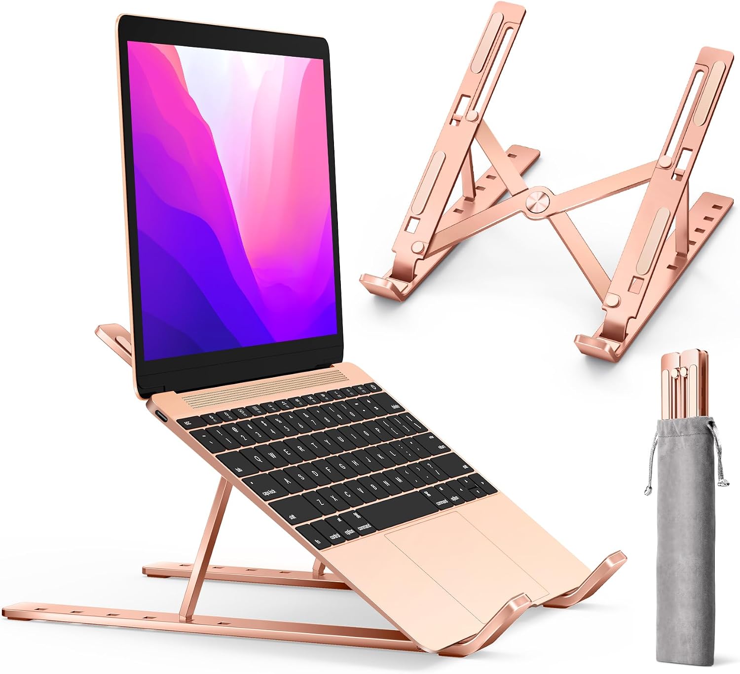 Laptop Stand, iVoler Laptop Holder Riser Computer Tablet Stand, 6 Angles Adjustable Aluminum Ergonomic Foldable Portable Desktop Holder Compatible with MacBook,iPad, HP, Dell 10-15 thumbnail 1