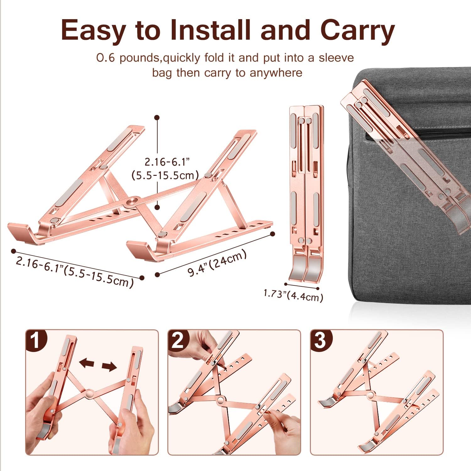 Laptop Stand, iVoler Laptop Holder Riser Computer Tablet Stand, 6 Angles Adjustable Aluminum Ergonomic Foldable Portable Desktop Holder Compatible with MacBook,iPad, HP, Dell 10-15 thumbnail 5