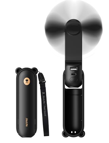 Mini ventilateur portable JISULIFE 3-en-1 USB rechargeable, noir