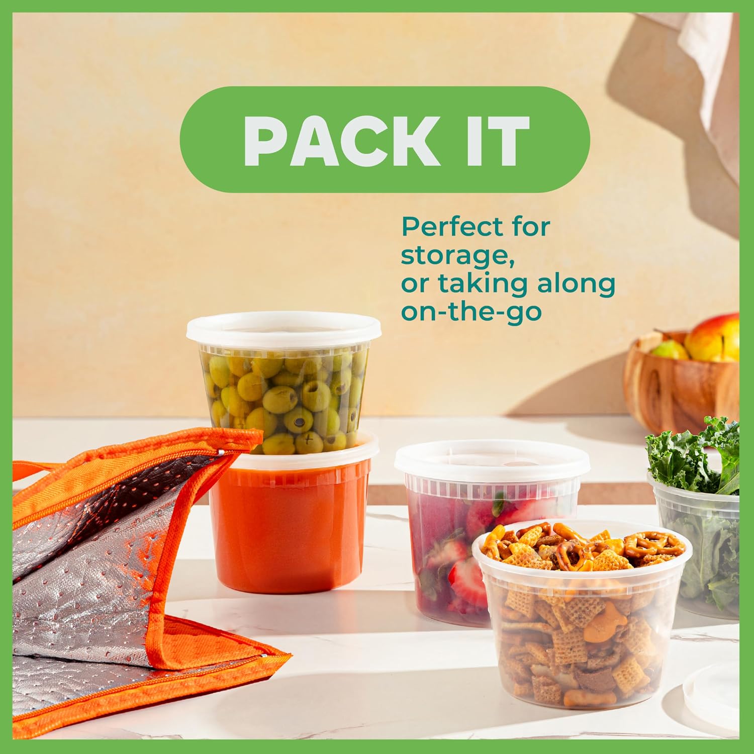 16 Oz Deli Food Containers with Lids - (36 Sets) Airtight Food Storage Takeout Meal Prep Containers To Go with 36 Lids, BPA-Free, Dishwasher, Microwave Safe thumbnail 5