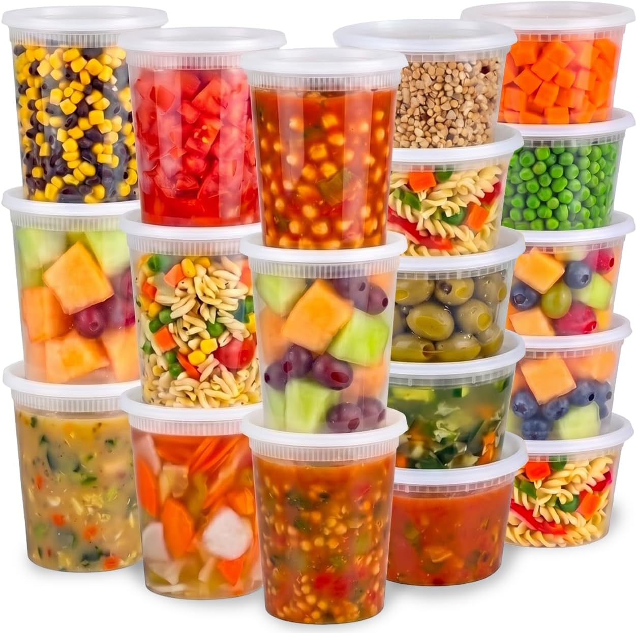 Deli Food Containers with Lids - (16 Sets) 8-32 Oz Quart Size & 8-16 Oz Pint Size Airtight Food Storage Takeout Meal Prep Containers, BPA-Free, Dishwasher, Microwave Safe thumbnail 1