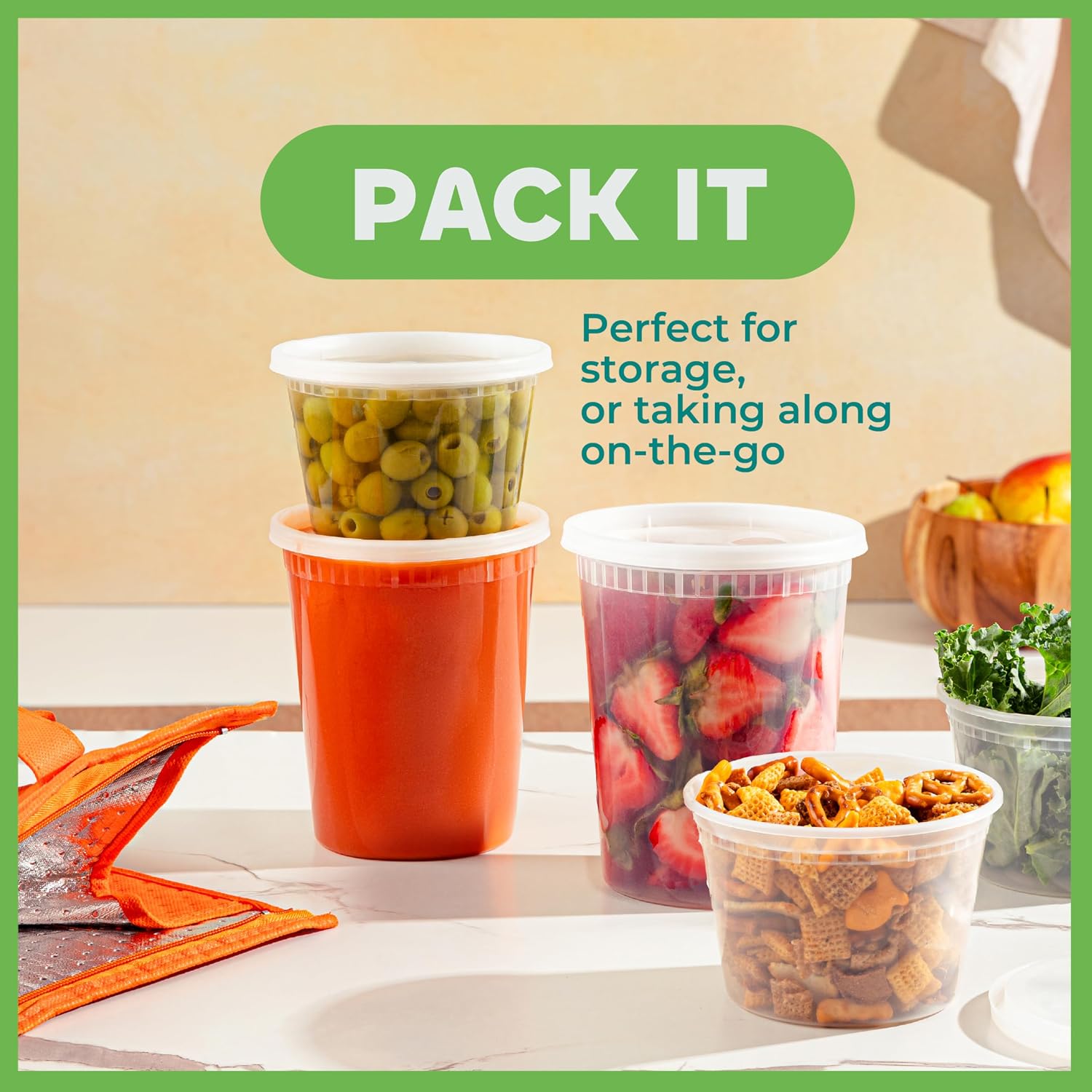 Deli Food Containers with Lids - (16 Sets) 8-32 Oz Quart Size & 8-16 Oz Pint Size Airtight Food Storage Takeout Meal Prep Containers, BPA-Free, Dishwasher, Microwave Safe thumbnail 5