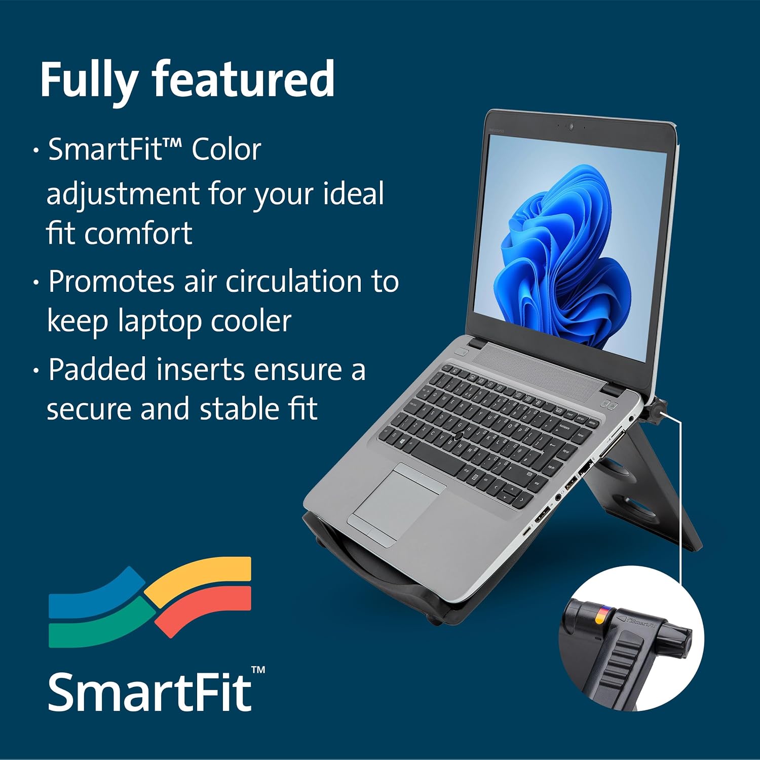 Kensington SmartFit Easy Riser Laptop and Tablet Cooling Stand - Fits Wacom, iPad Pro and Other Tablets and laptops - Black (K52788WW), 12.8" x 11" x 1.6" thumbnail 5