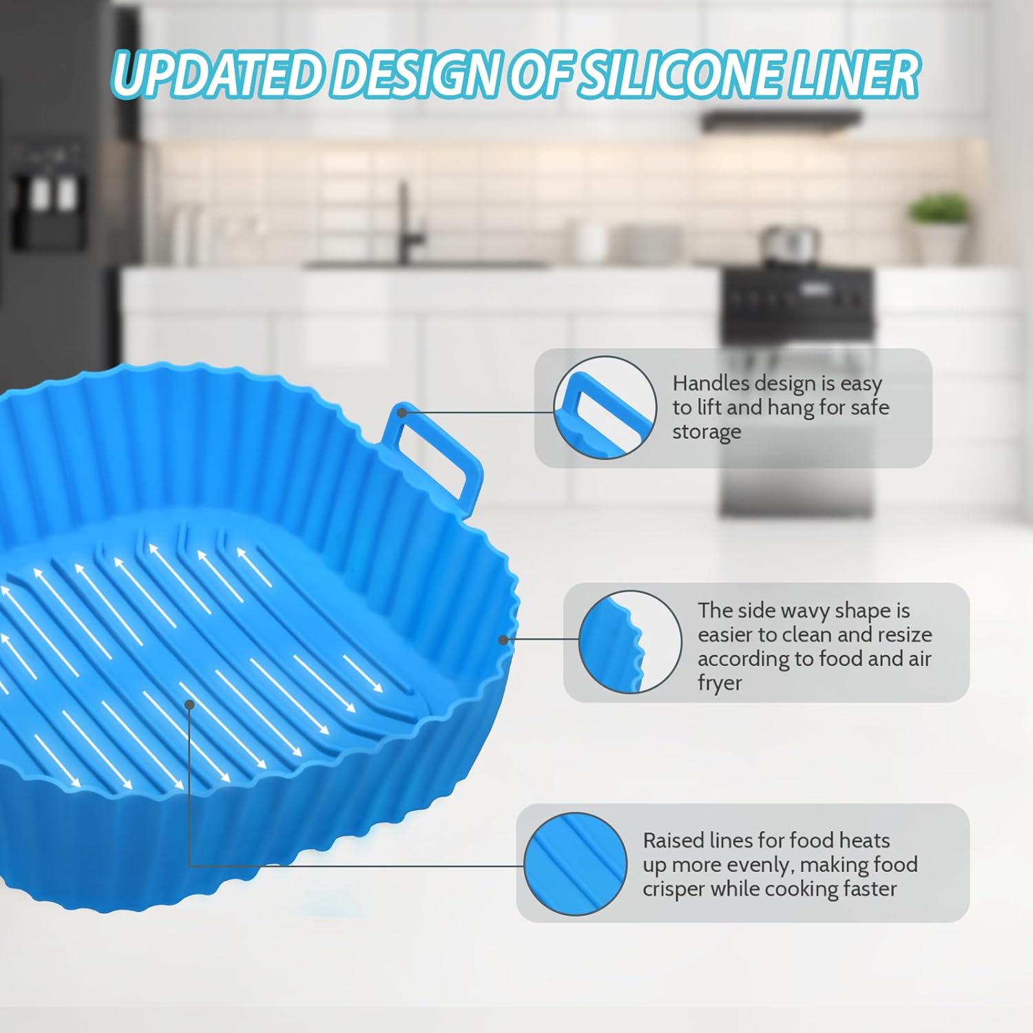 Silicone Air Fryer Liners Reusable 3 PCS, Airfryer Liners, Silicone Air Fryer Basket Liners Square, Food Grade Air Fryer Accessories 4-7 QT, Ktchen Gadgets for Pot Oven Liner Bakin