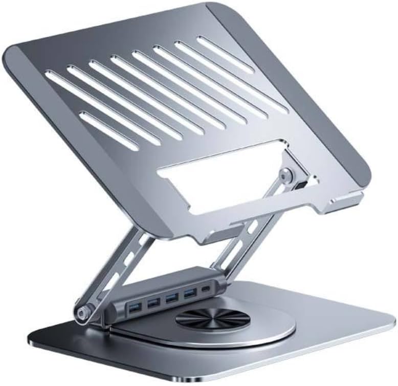 Laptop Stand – Canadian Brand | Ergonomic | 360° Rotation Laptop Stand with USB Hub – Adjustable Laptop Docking Stand for 10–17.3” Laptops