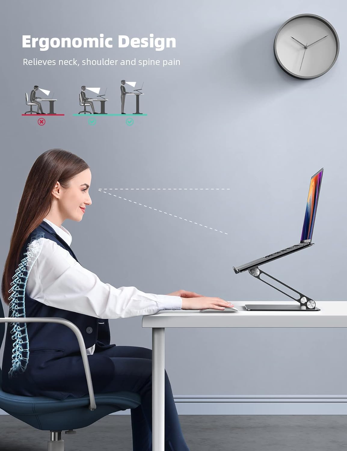 Lamicall Adjustable Laptop Stand, Portable Laptop Riser, Aluminum Laptop Stand for Desk Foldable, Ergonomic Computer Notebook Stand Holder for MacBook Air Pro, More 10-17.3" laptop thumbnail 2