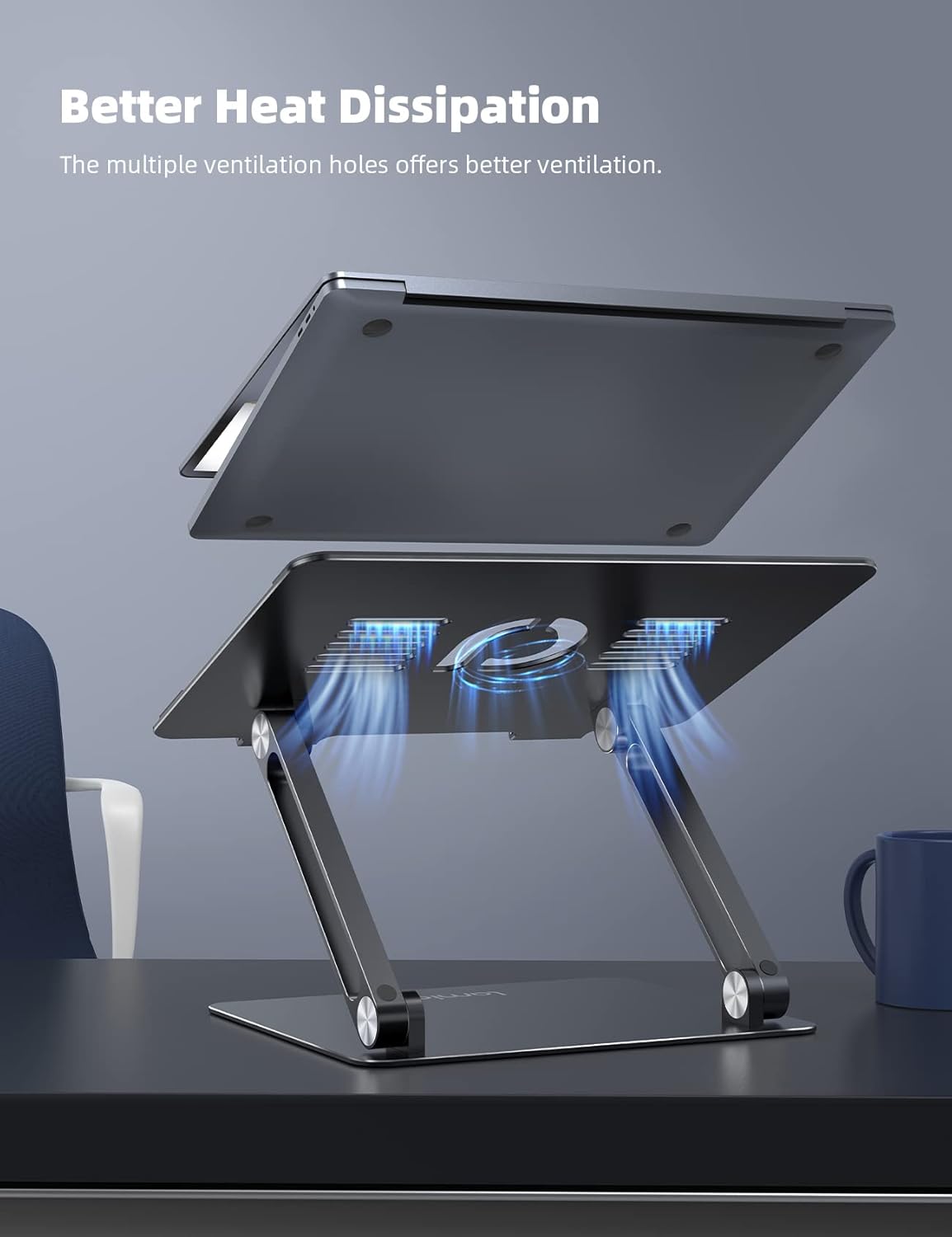 Lamicall Adjustable Laptop Stand, Portable Laptop Riser, Aluminum Laptop Stand for Desk Foldable, Ergonomic Computer Notebook Stand Holder for MacBook Air Pro, More 10-17.3" laptop thumbnail 3