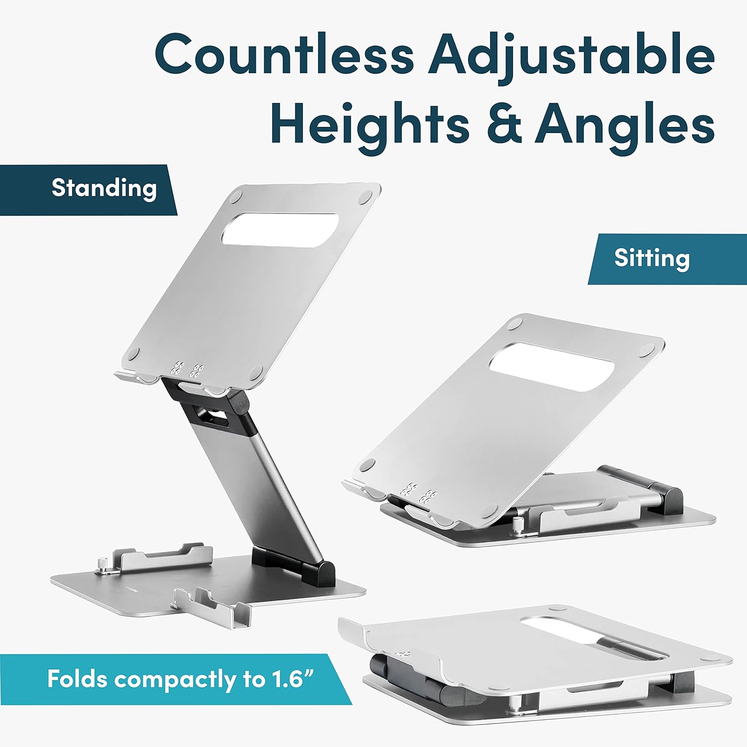 LIFELONG Laptop Stand for Desk, Adjustable Height up to 20", Laptop Riser Computer Pulpit Stand for Laptop, Portable Laptop Stands, Fits MacBook, Laptops 10 15 17 inches Laptop Hol thumbnail 3