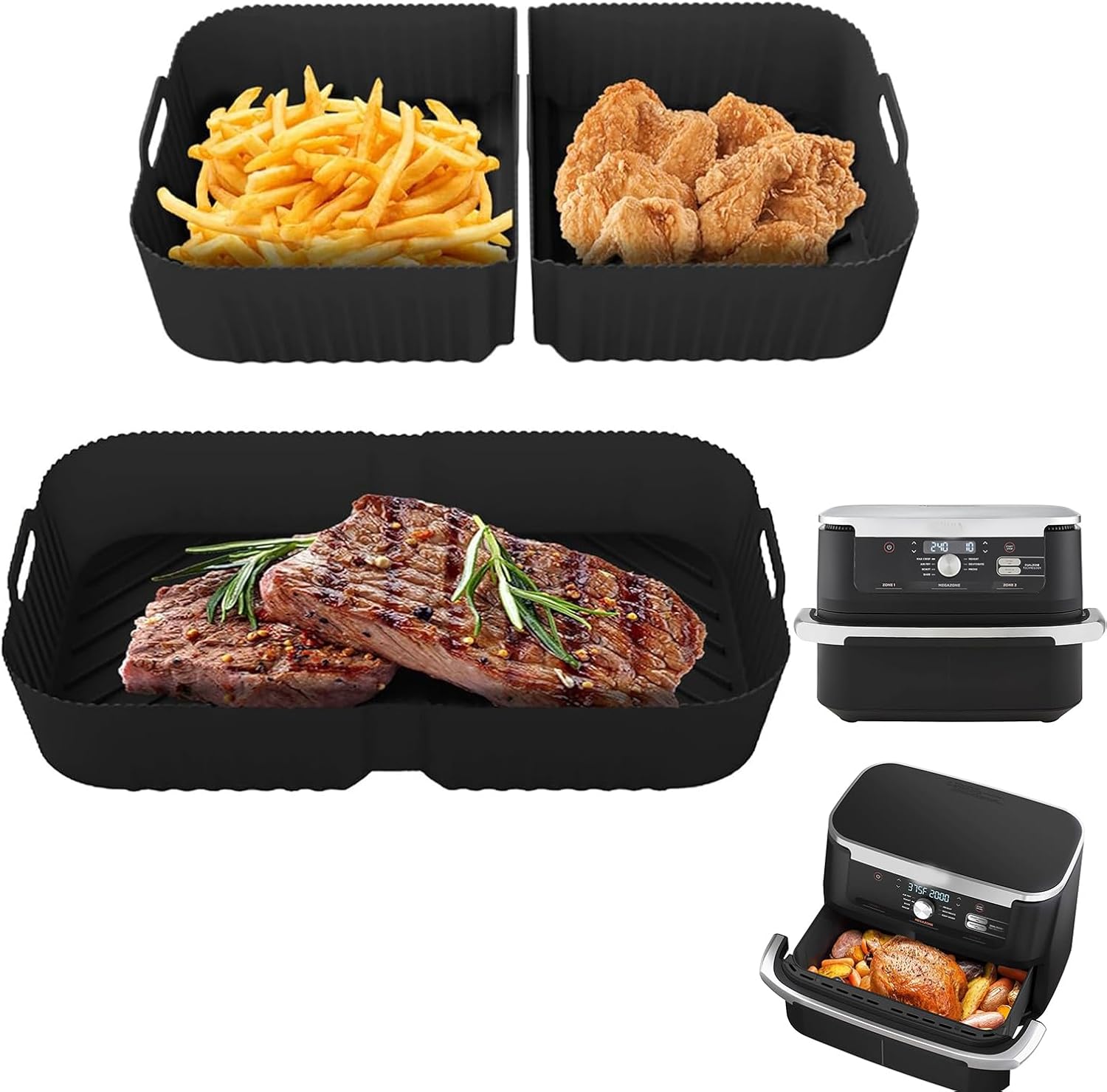 Air Fryer Silicone Liners for Ninja Foodi 11 Quart/Topzee11-QT Large XL MegaZone FlexBasket AD600CO for Ninja Foodi Flexdrawer AF500UK AF500UKCP,Air Fryer Accessories Reusable Sili thumbnail 1
