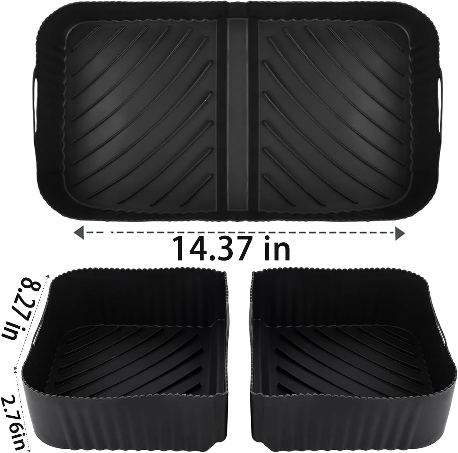 Air Fryer Silicone Liners for Ninja Foodi 11 Quart/Topzee11-QT Large XL MegaZone FlexBasket AD600CO for Ninja Foodi Flexdrawer AF500UK AF500UKCP,Air Fryer Accessories Reusable Sili thumbnail 2