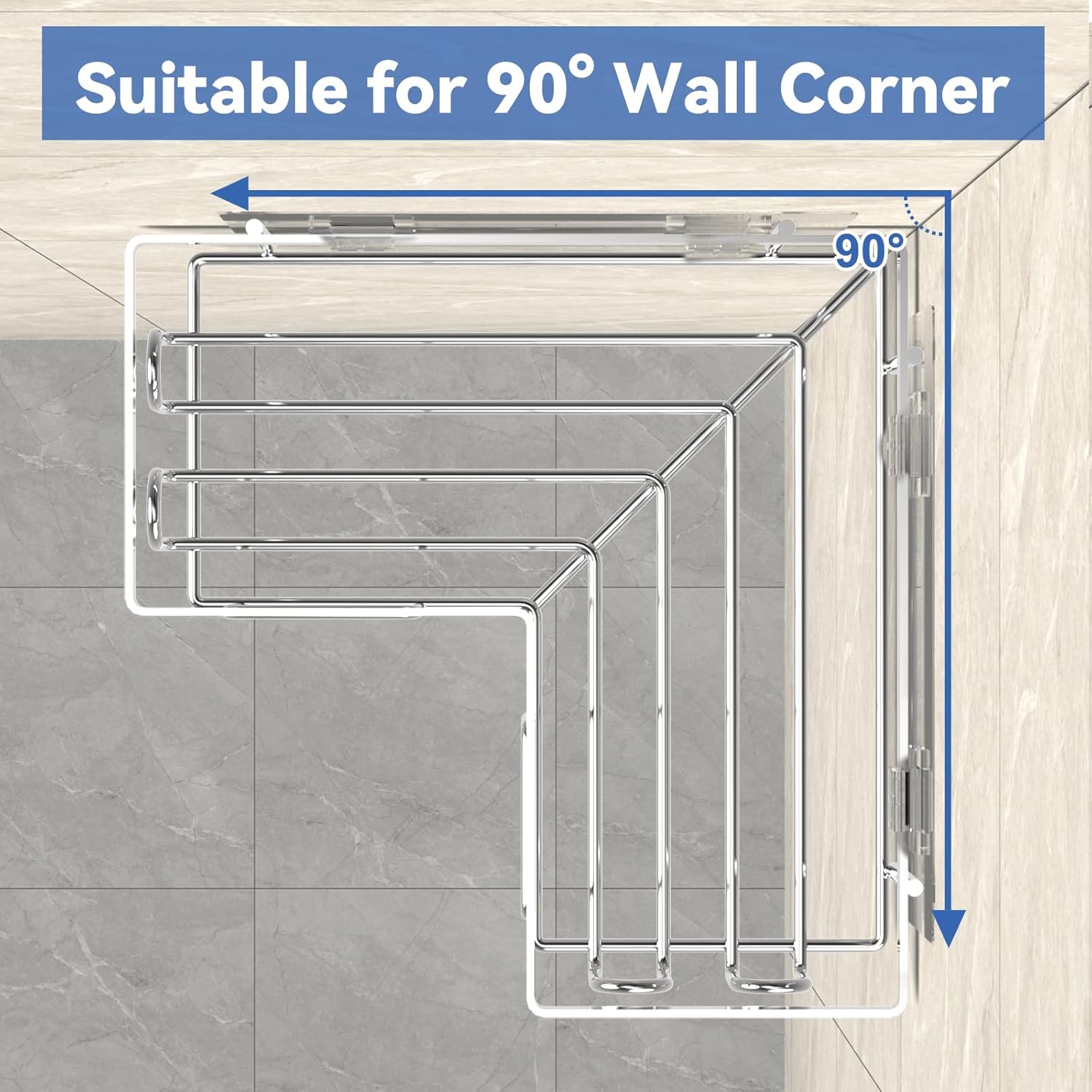 LOOBOV Shower Caddy Corner, Stainless Steel Shower Shelves, Bathroom Caddy No Drilling, Bathroom Organizers/Storage with Hooks (2 Pack- Silver)
