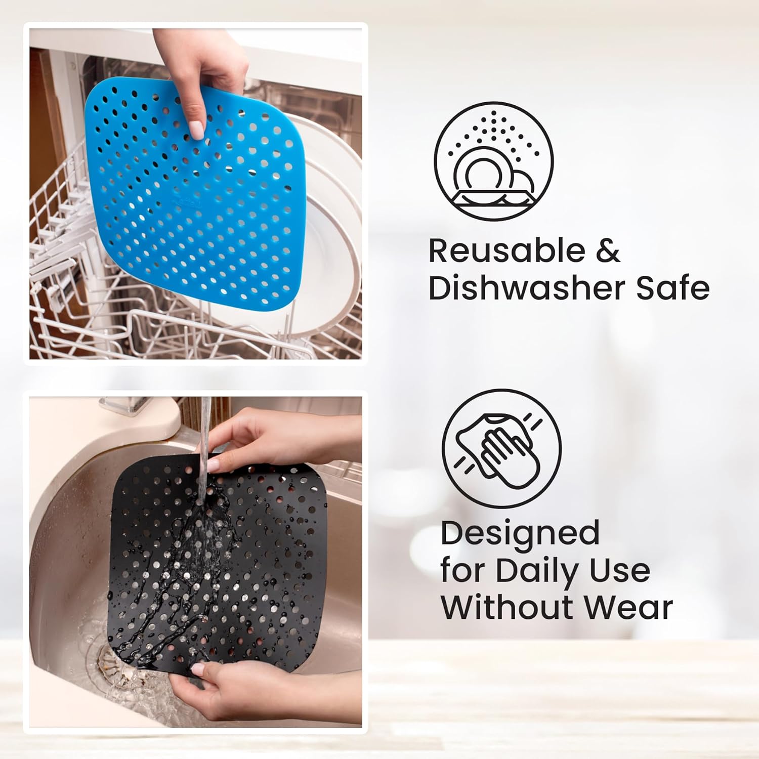 Reusable Air Fryer Liners 3 Pack for 5QT or Bigger - 8.5" Square Silicone Airfryer Liner - Easy to Clean Air Fryer Accessories - Durable Dishwasher Safe Non-Stick Parchment Paper R