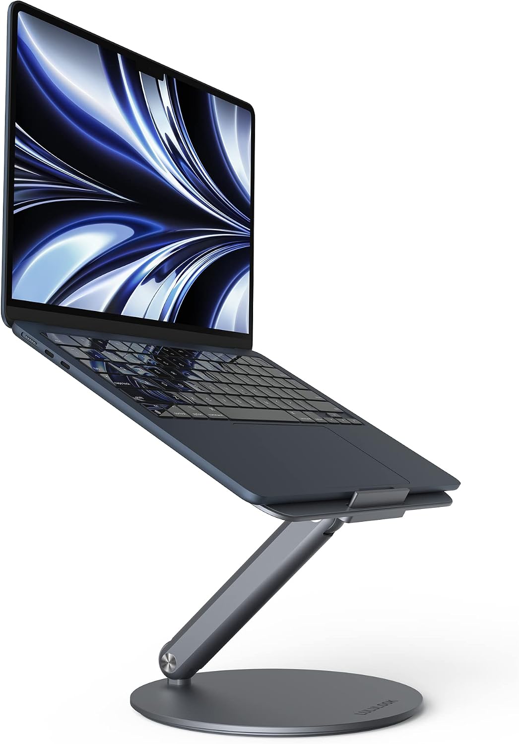LULULOOK Laptop Stand, Foldable Laptop Stand with 360 Rotating Base, 360° Swivel Adjustable Aluminum Ergonomic Computer Stand for Desk Compatible with MacBook Pro/Air, Dell, Laptop thumbnail 1