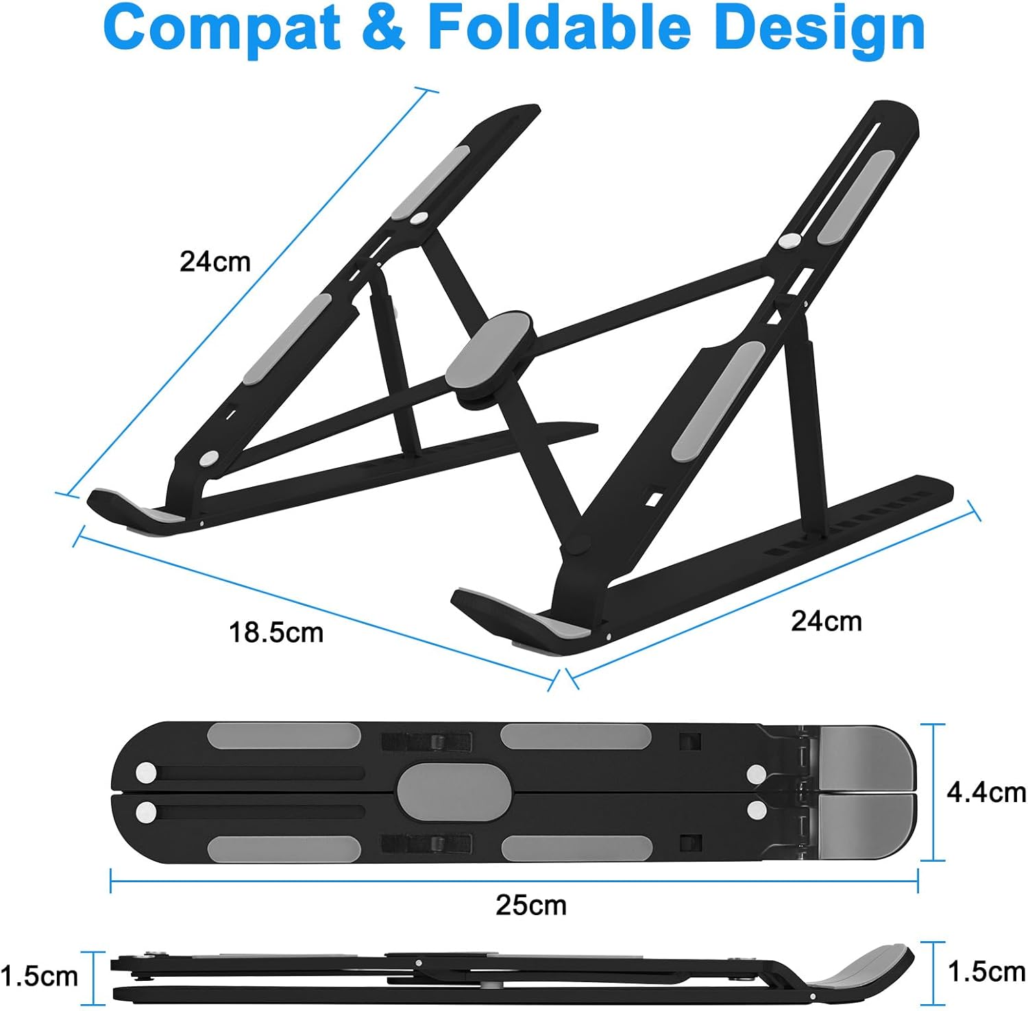 Laptop Stand for Desk, Ergonomic Computer Stand Laptop Holder 10 Angle Adjustable, Portable Laptop Stand Laptop Riser Compatible with All Laptops Efficient Cooling thumbnail 2