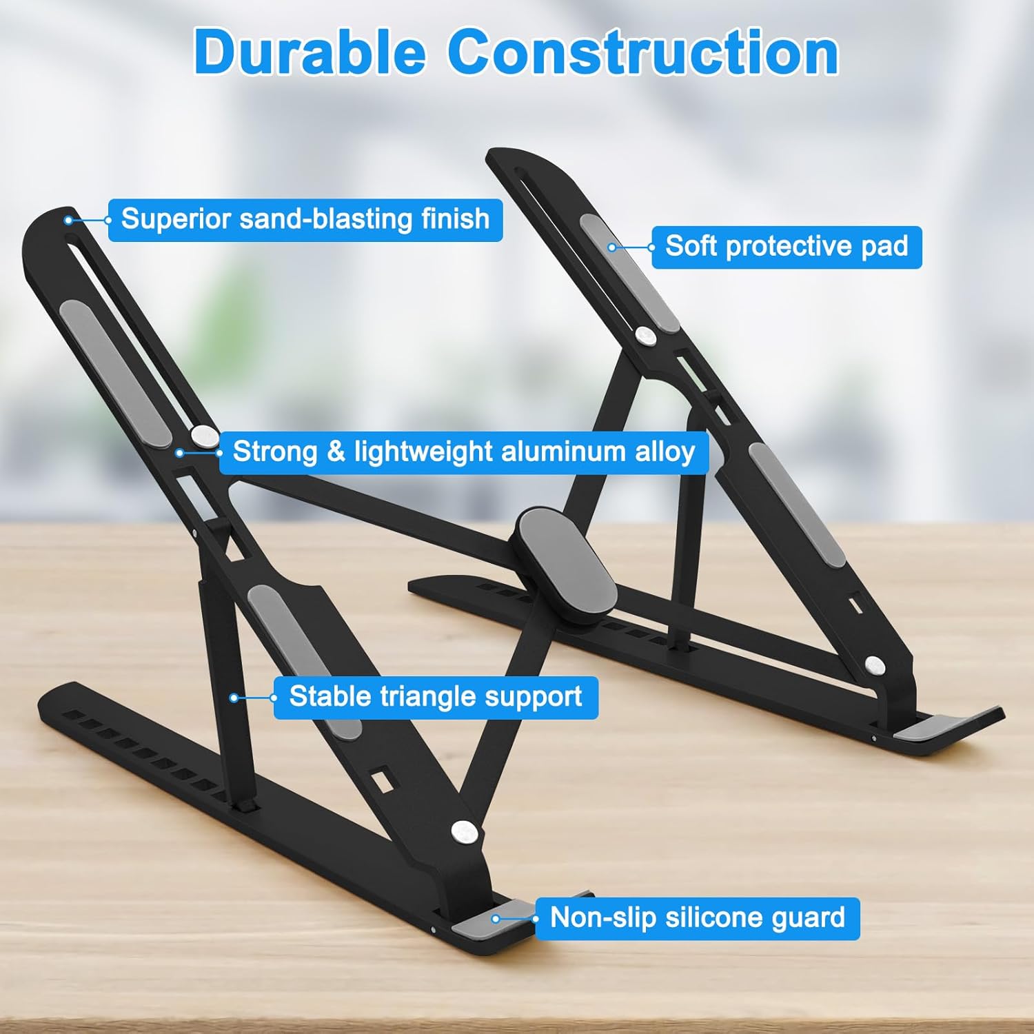 Laptop Stand for Desk, Ergonomic Computer Stand Laptop Holder 10 Angle Adjustable, Portable Laptop Stand Laptop Riser Compatible with All Laptops Efficient Cooling thumbnail 3