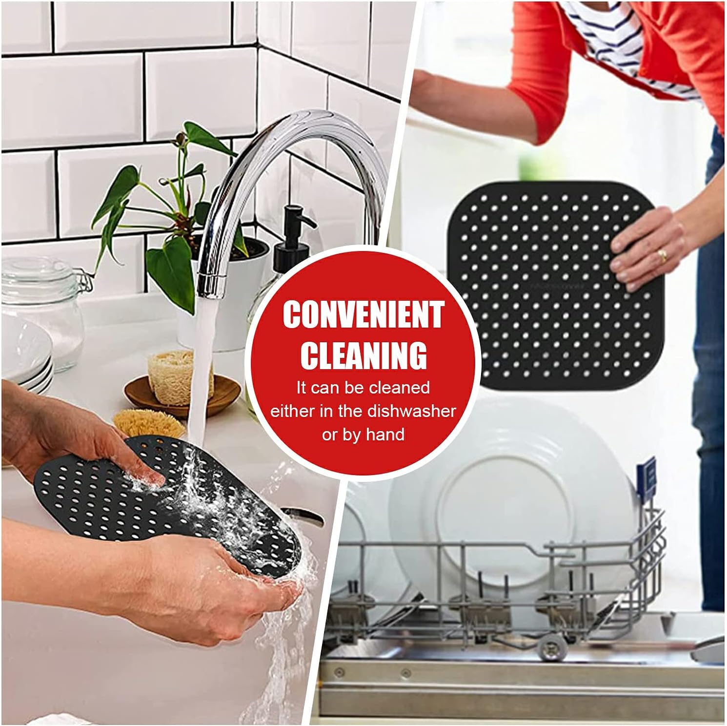 Silicone Air Fryer Liners, 2PCS Original Reusable Square Air Fryer Liners, Non-Stick Silicone Air Fryer Mats, Non-Stick Silicone Mats, Air Fryer Accessories for Most Air Fryers, 8. thumbnail 4