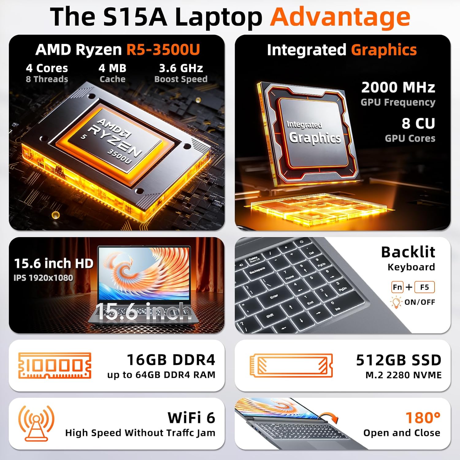 Ordinateur portable MELIUNA 15,6 po Ryzen 5, 16 Go RAM, 512 Go SSD thumbnail 2