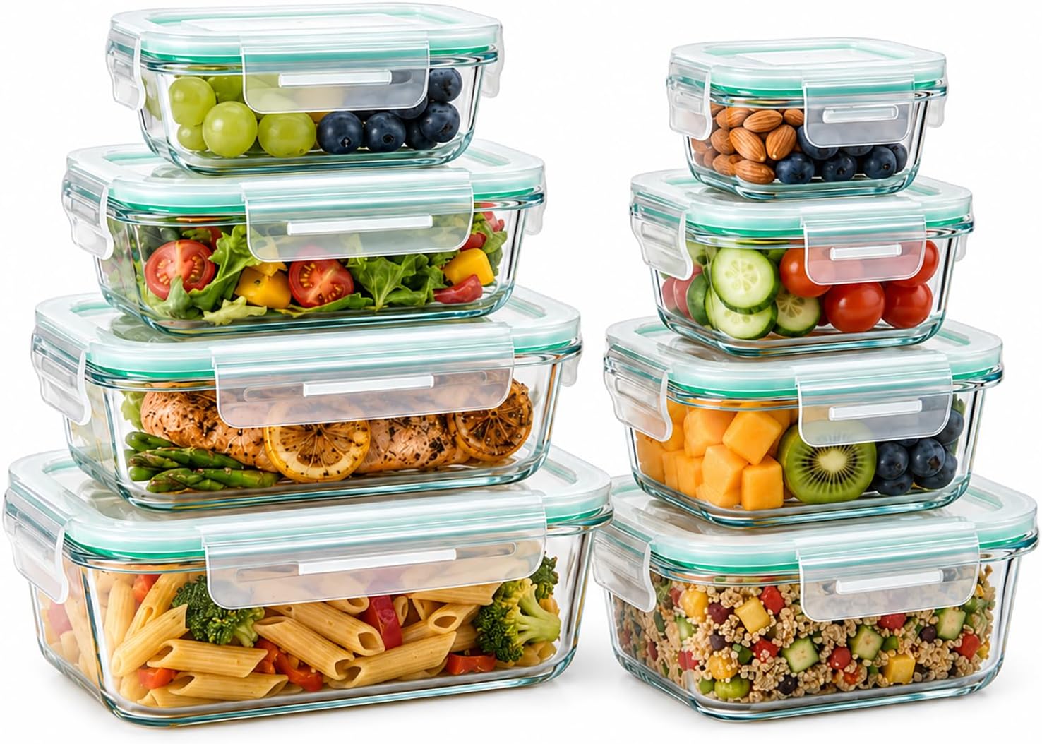 8 Pack Glass Food Storage Containers with Lids Airtight Meal Prep Containers Set, Borosilicate Glass Food Storage Containers, BPA-Free Lids, Microwave, Oven, Freezer & Dishwasher S thumbnail 1