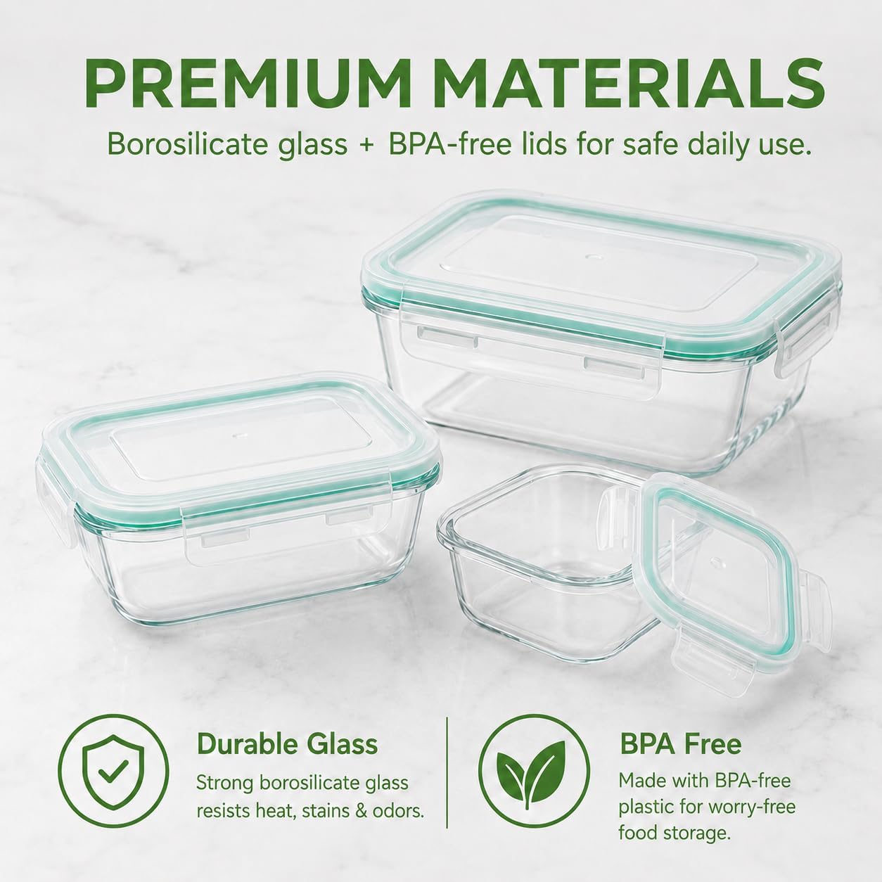 8 Pack Glass Food Storage Containers with Lids Airtight Meal Prep Containers Set, Borosilicate Glass Food Storage Containers, BPA-Free Lids, Microwave, Oven, Freezer & Dishwasher S thumbnail 3