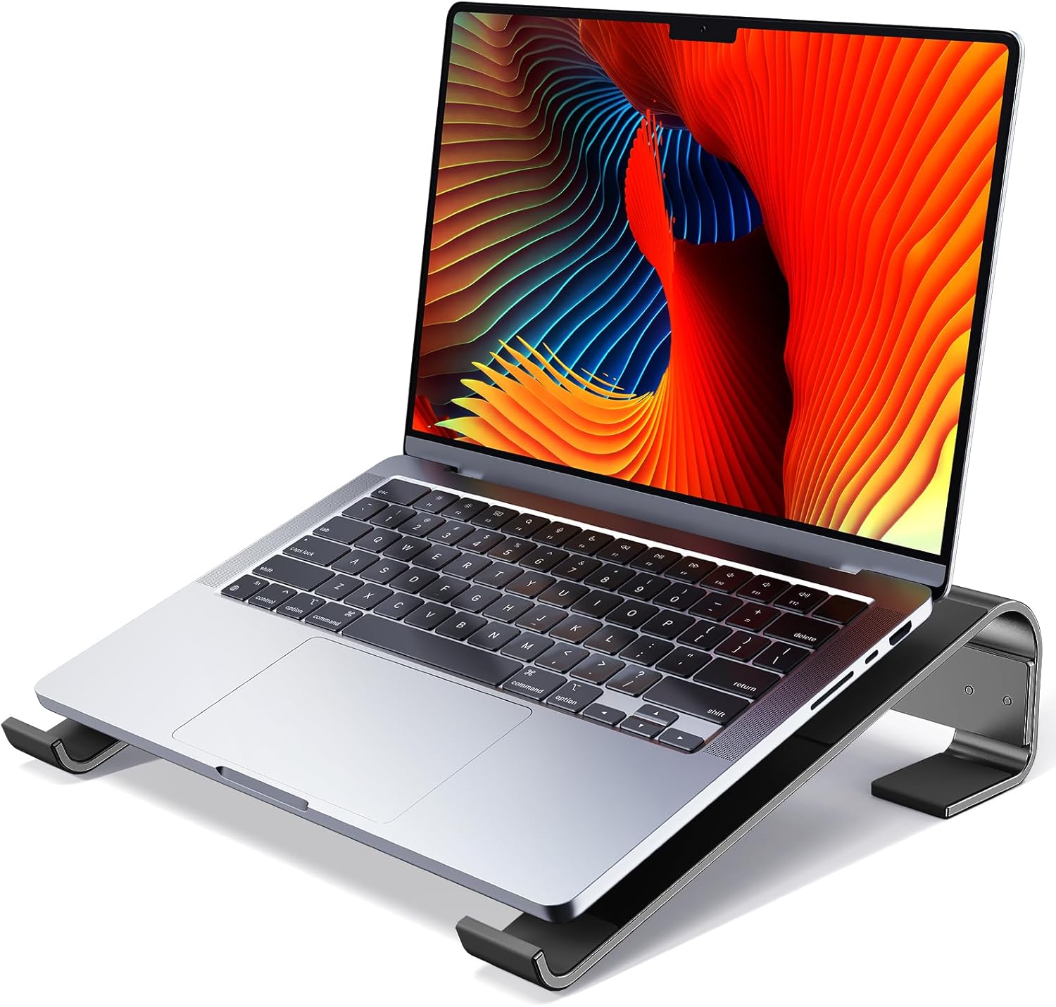 MOKURU Laptop Riser for Desk - Aluminum Ergonomic Computer Stand for Laptop Cooling - Compatible with MacBook Pro/Air, Dell, HP, Lenovo, 10-17.3'', Black thumbnail 1