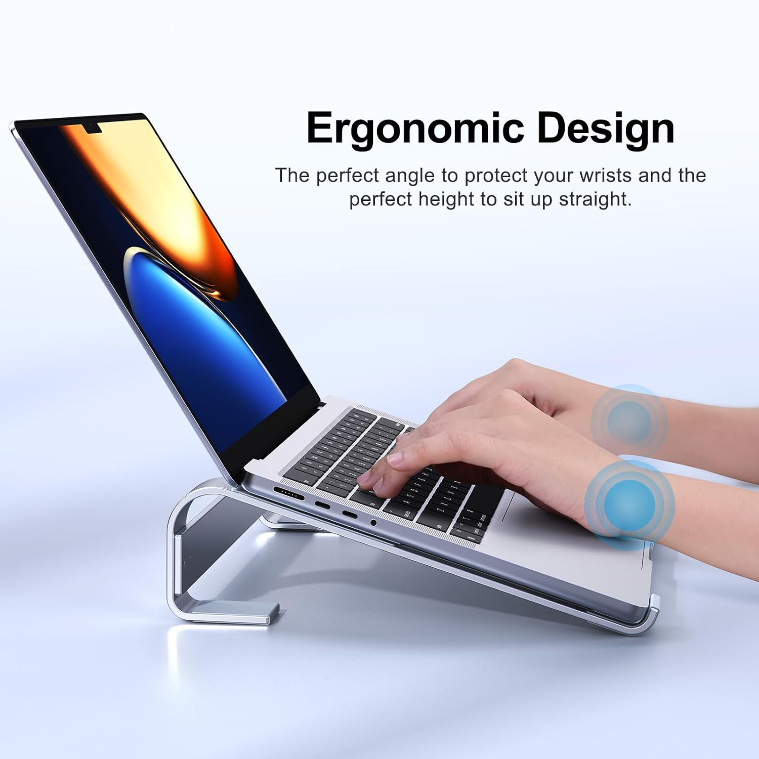 MOKURU Laptop Stand for Desk, Aluminum Laptop Riser, Ergonomic Computer Stand for Laptop, Laptop Cooling Stand Compatible with for MacBook Pro/Air, Dell, HP, Lenovo, 10-17.3'' thumbnail 2