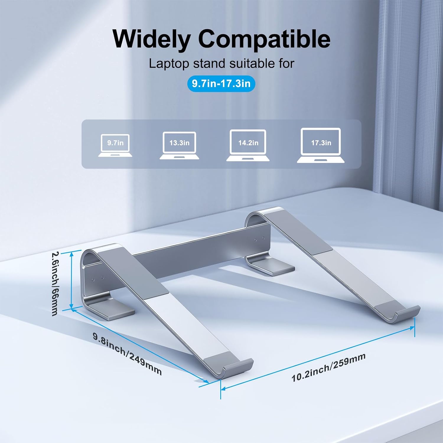 MOKURU Laptop Stand for Desk, Aluminum Laptop Riser, Ergonomic Computer Stand for Laptop, Laptop Cooling Stand Compatible with for MacBook Pro/Air, Dell, HP, Lenovo, 10-17.3'' thumbnail 5
