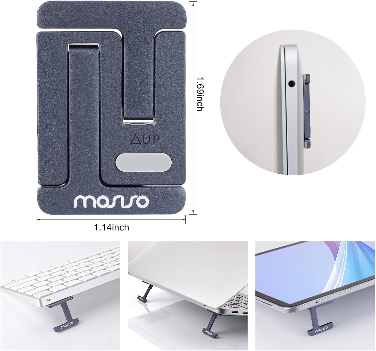MOSISO Mini Portable Laptop Stand for Desk, Alloy Mini Computer Stand
