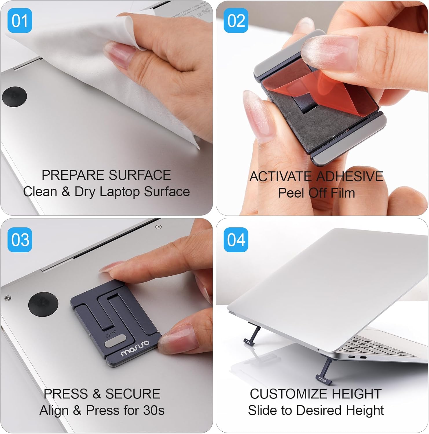 MOSISO Mini Portable Laptop Stand for Desk, Alloy Mini Computer Stand