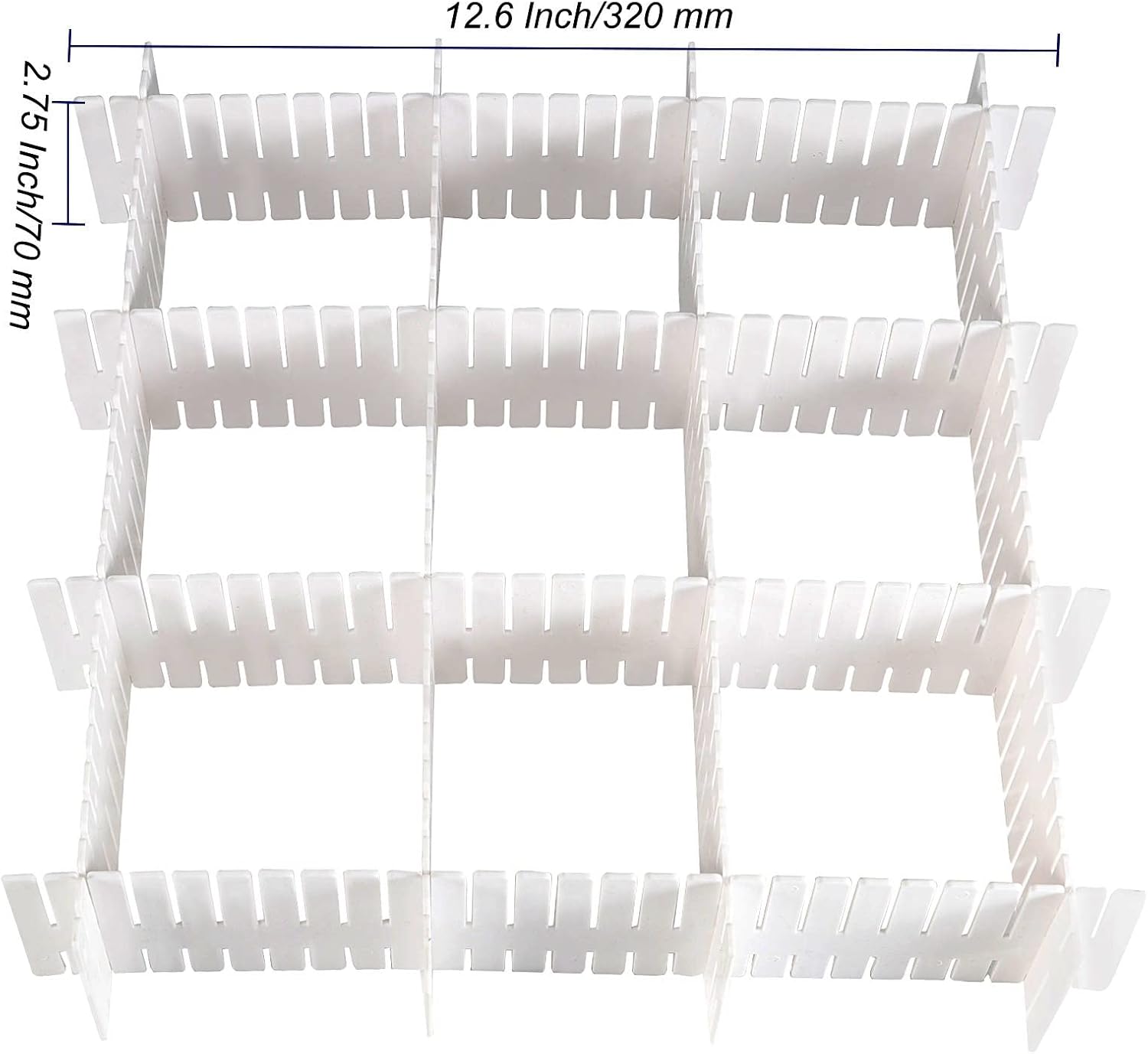 MUKCHAP 72 Pieces 12.6 Inch DIY Drawer Dividers Organizer, Plastic Grid Drawer Dividers, Plastic Adjustable Drawer Dividers Separator for Sock, Underwear, Scarf, 36 White, 36 Pink