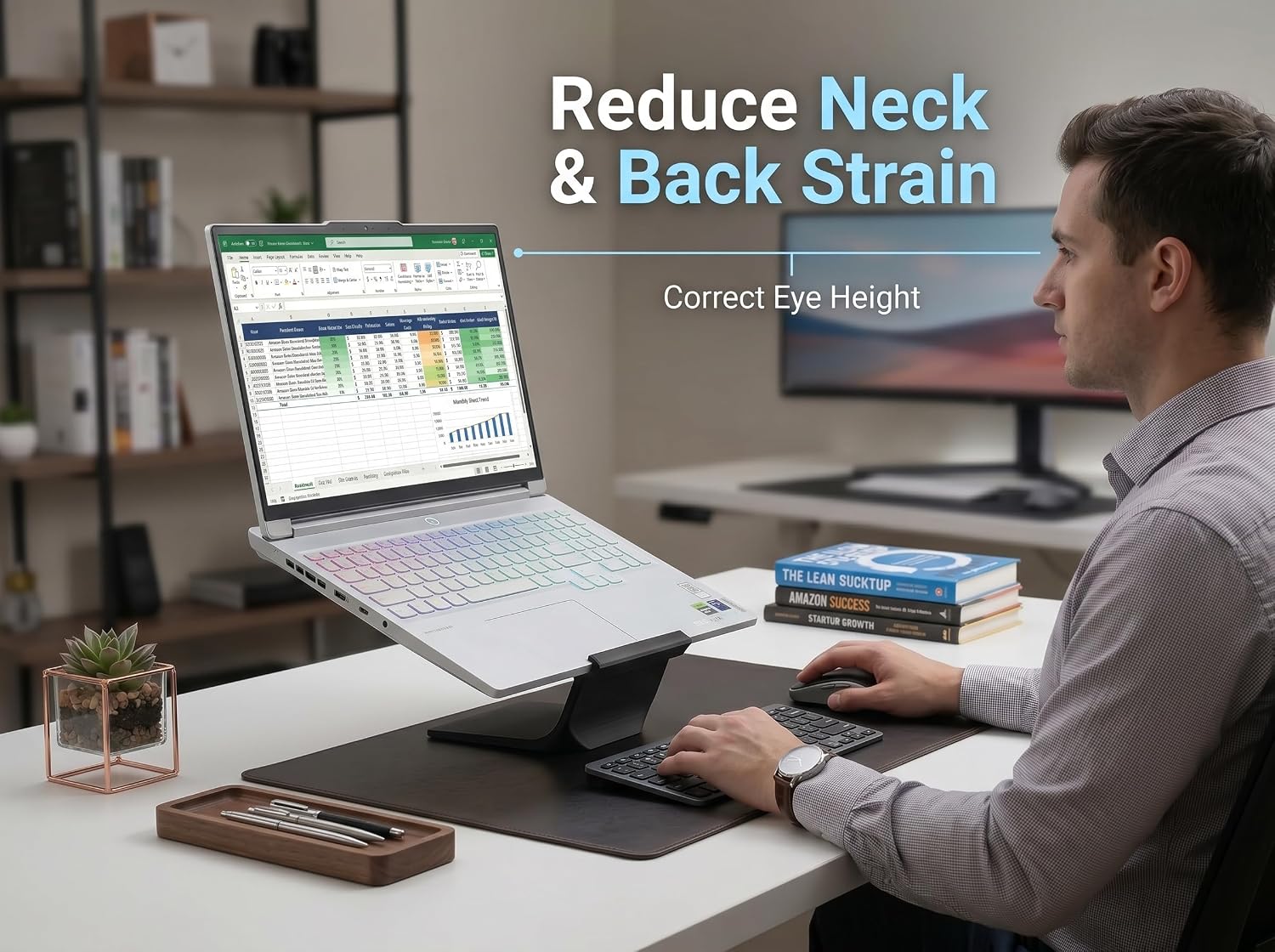 Laptop Stand for Desk – Ergonomic Laptop Riser, Improves Posture & Reduces Neck Pain, Stable No-Wobble Design, Cooling Airflow, Fits 10–17” Laptops, Office & Home Setup