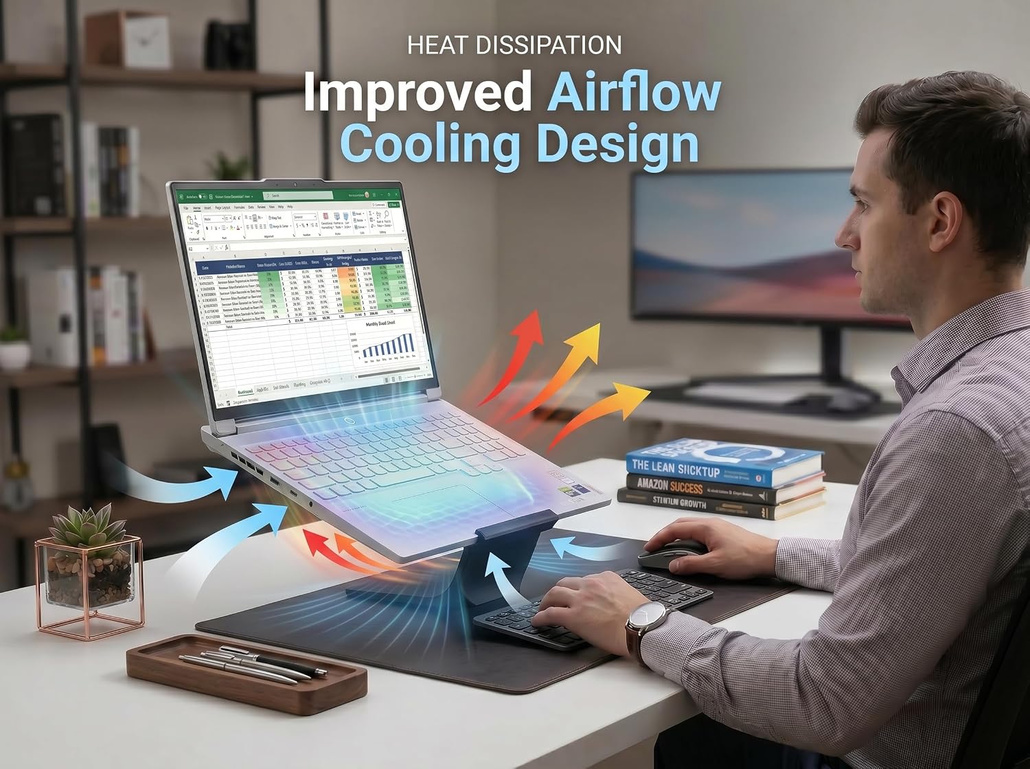 Laptop Stand for Desk – Ergonomic Laptop Riser, Improves Posture & Reduces Neck Pain, Stable No-Wobble Design, Cooling Airflow, Fits 10–17” Laptops, Office & Home Setup