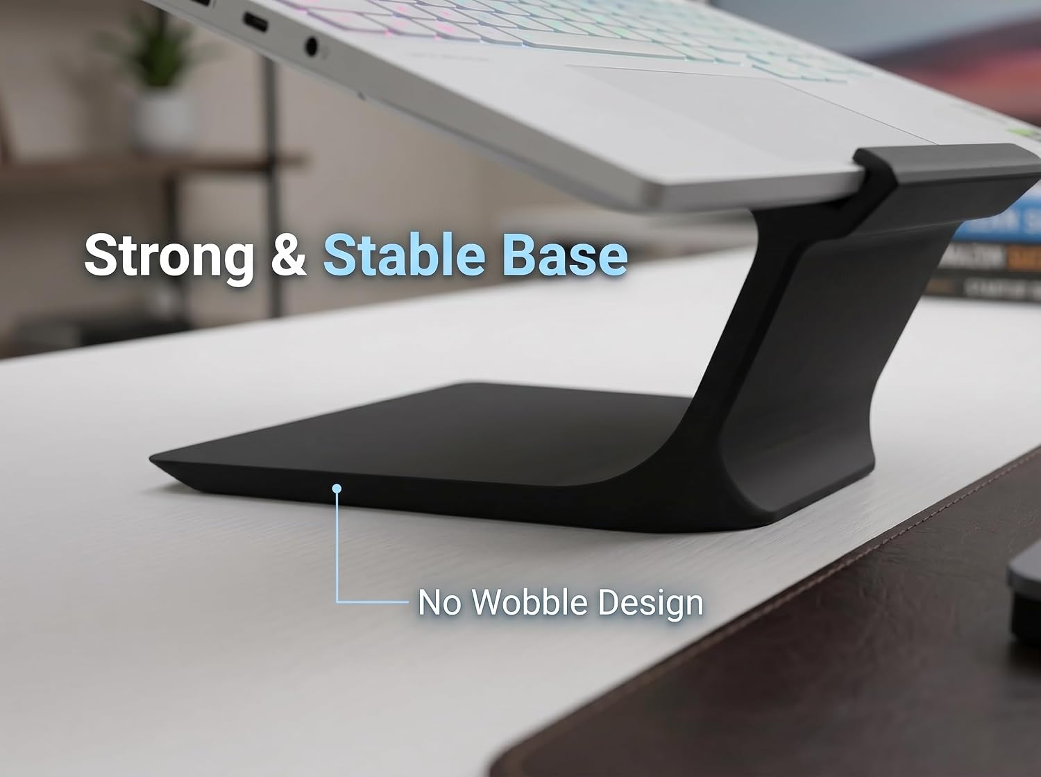 Laptop Stand for Desk – Ergonomic Laptop Riser, Improves Posture & Reduces Neck Pain, Stable No-Wobble Design, Cooling Airflow, Fits 10–17” Laptops, Office & Home Setup