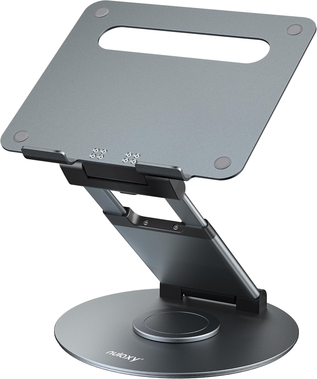Nulaxy Telescopic 360 Rotating Laptop Stand for Desk Adjustable Height Swivel Pull Out Design Ergonomic Laptop Riser Fits All 10-17" Laptops Computer MacBook, Grey thumbnail 1