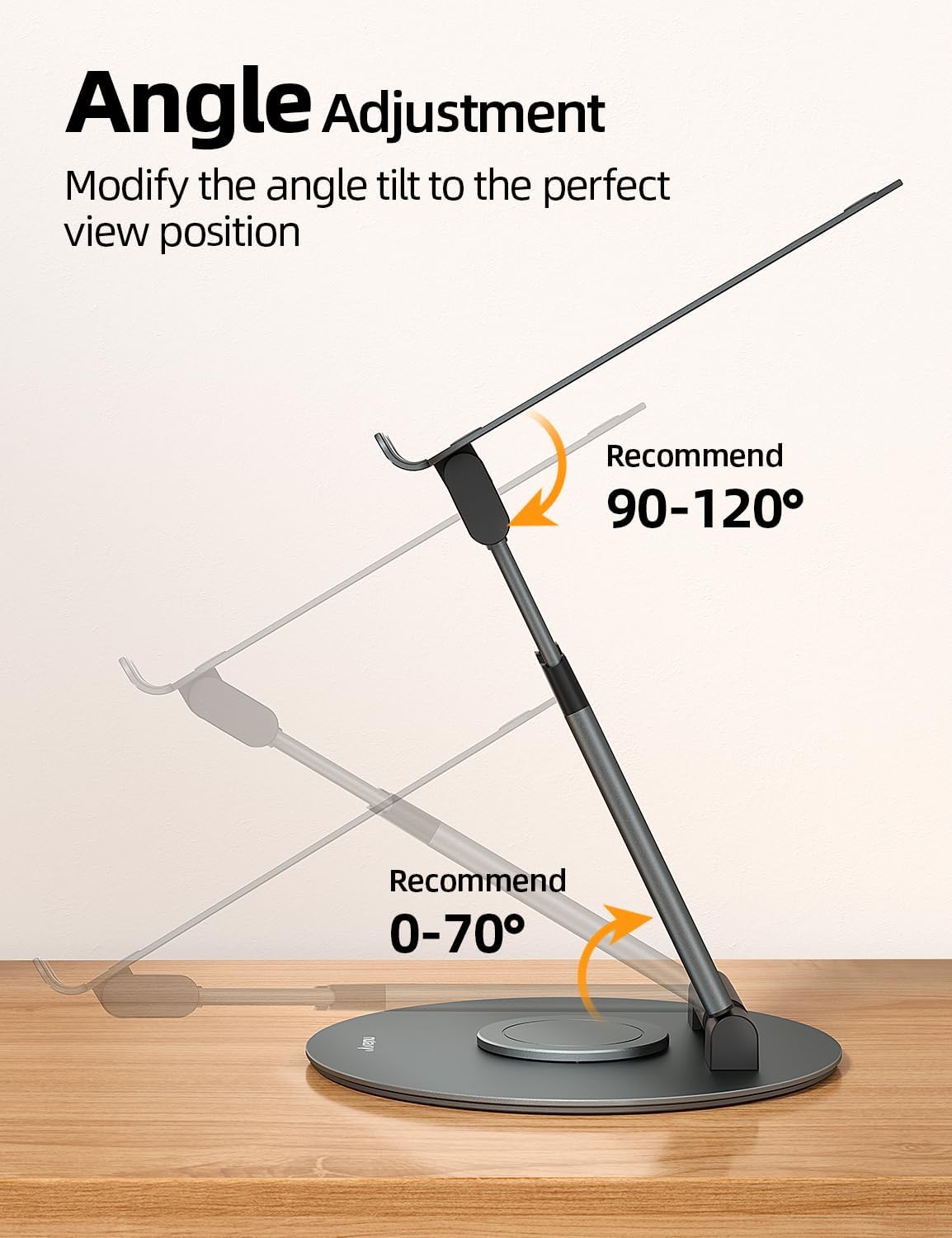 Nulaxy Telescopic 360 Rotating Laptop Stand for Desk Adjustable Height Swivel Pull Out Design Ergonomic Laptop Riser Fits All 10-17" Laptops Computer MacBook, Grey thumbnail 4